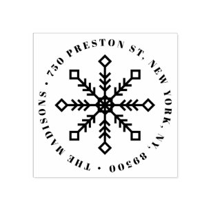Festive Snowflake Holiday Return Address Rubber Stamp