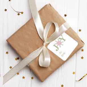 Festive Snowflake Joy Colorful Holiday To From Square Sticker