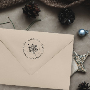 Festive Snowflake Round Family Return Address Self-inking Stamp