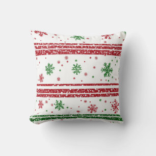Festive Snowflake Stripe Throw Pillow