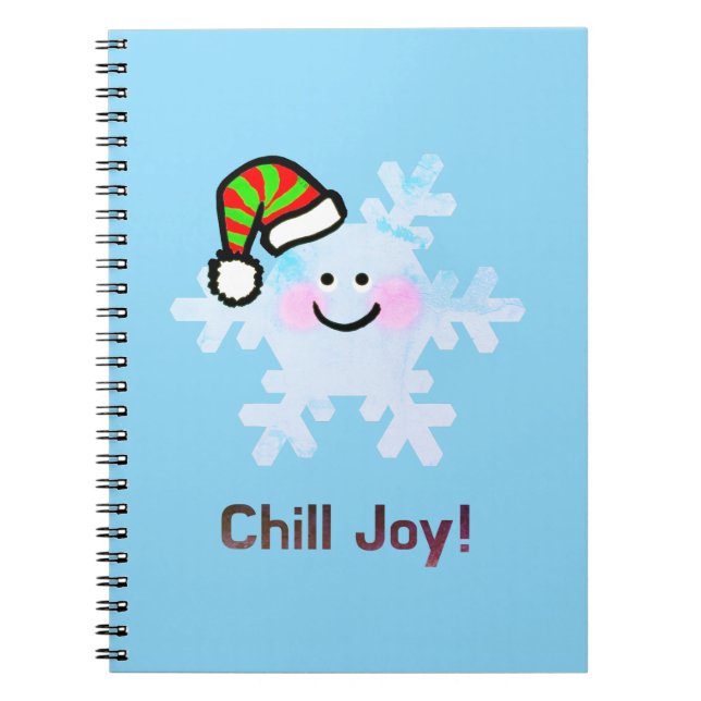Festive Snowflake with Happy Face Notebook (Front)