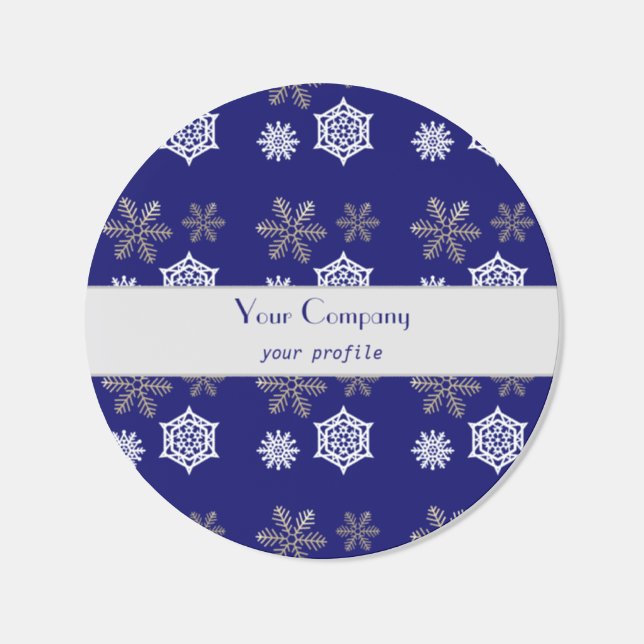 festive  snowflakes in  midnight blue classic round sticker (Single)