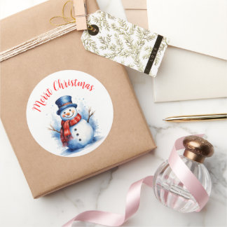 Festive Snowman Christmas Classic Round Sticker