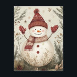 Festive Snowman Christmas Greeting Postcard<br><div class="desc">Light up the holiday season with our festive Christmas postcards! Send love and warm wishes to your loved ones, no matter the distance. Our postcards feature beautiful winter scenes, twinkling lights, and jolly Santa designs. High-quality print and vibrant colors make every card a special gift. Spread the magic of Christmas...</div>