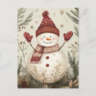 Festive Snowman Christmas Greeting Postcard