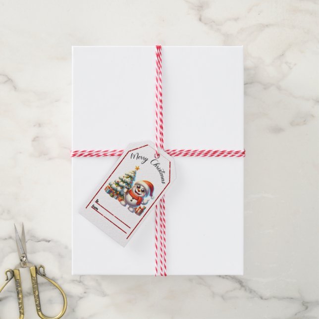 Festive snowman Christmas tags (With Twine)