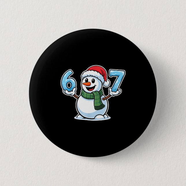 Festive Snowman Christmas Winter Cheer 67 Number  Button (Front)
