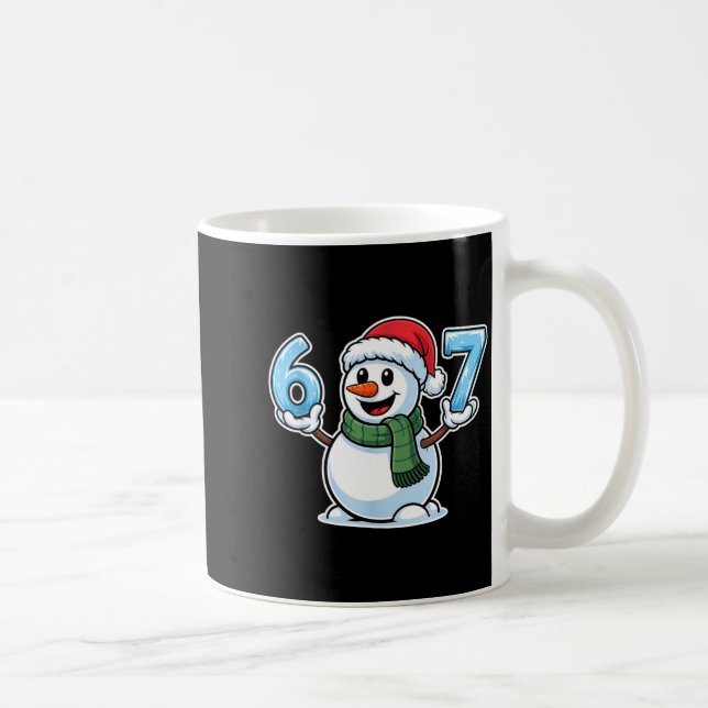 Festive Snowman Christmas Winter Cheer 67 Number  Coffee Mug (Right)