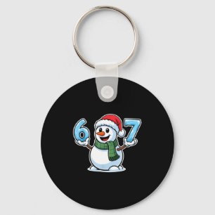 Festive Snowman Christmas Winter Cheer 67 Number  Keychain