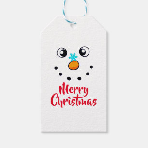 Festive Snowman Face Merry Christmas Gift Tags