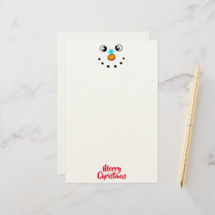 Festive Snowman Face Merry Christmas Stationery