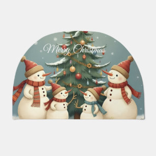 Festive Snowman Family Christmas Collection Doormat