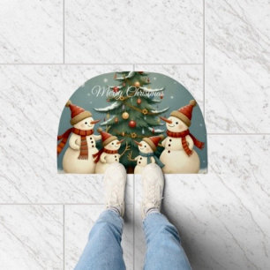 Festive Snowman Family Christmas Collection Doormat