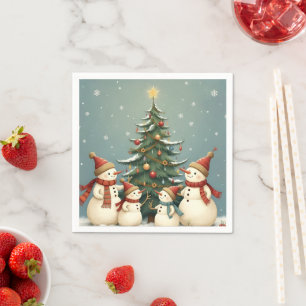 Festive Snowman Family Christmas Collection Napkins
