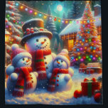 “Festive Snowman Family Christmas Scene” Shower Curtain<br><div class="desc">Celebrate the joy of the holiday season with our “Festive Snowman Family Christmas Scene” design. This vibrant artwork features three cheerful snowmen adorned with winter accessories like hats and scarves, standing proudly under strands of Christmas lights in front of beautifully decorated Christmas trees. Behind them, a cozy house with lit...</div>