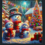 “Festive Snowman Family Christmas Scene” Shower Curtain<br><div class="desc">Celebrate the joy of the holiday season with our “Festive Snowman Family Christmas Scene” design. This vibrant artwork features three cheerful snowmen adorned with winter accessories like hats and scarves, standing proudly under strands of Christmas lights in front of beautifully decorated Christmas trees. Behind them, a cozy house with lit...</div>