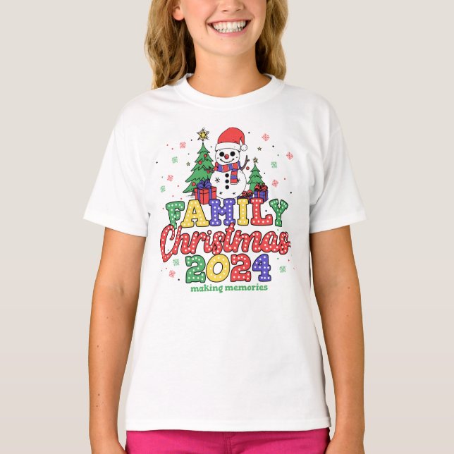 Festive Snowman Family Christmas T-Shirt (Front)