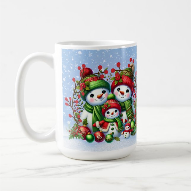 Festive Snowman Family Coffee Mug (Left)
