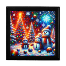 “Festive Snowman Family Portrait” Keepsake Box