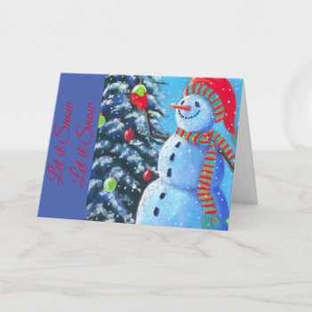 Festive Snowman Folded Holiday Card by ABGInspirationalArt at Zazzle
