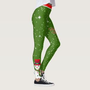 Festive Snowman Happy Holidays on Your Color Leggings