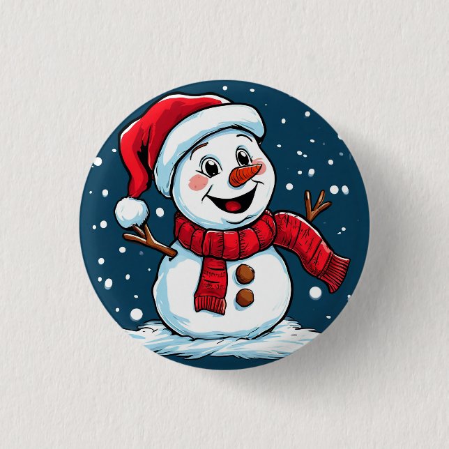 ❄️ Festive Snowman Holiday Cheer 🎅 Button (Front)