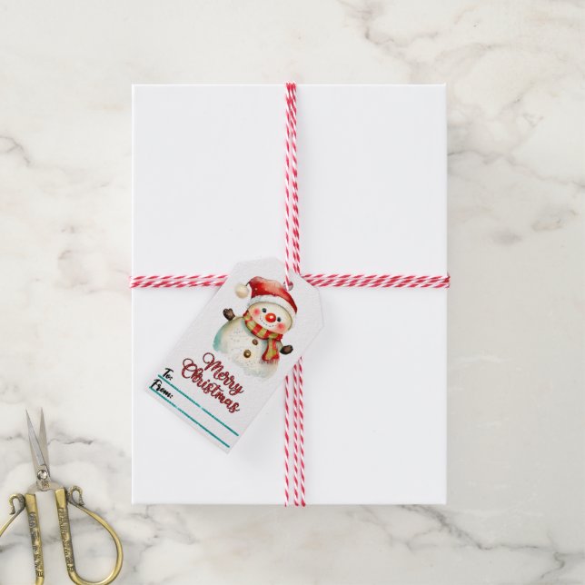 Festive snowman holiday tags! gift tags (With Twine)