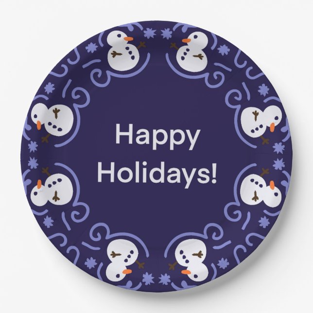 Festive Snowman  Paper Plates (Front)