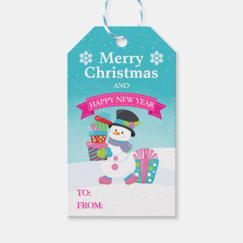 Festive Snowman Presents Christmas Gift Tags