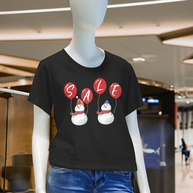 Festive Snowman Red SALE Holiday Store Promo T-Shirt (Festive Snowman Red SALE Holiday Store Promo T-Shirt)