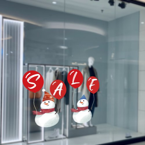 Festive Snowman SALE Holiday Vibes Store  Window Cling