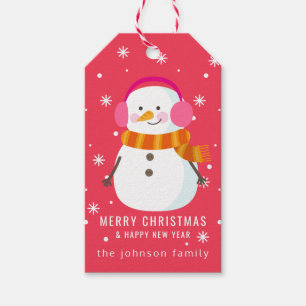 Festive Snowman Snowflakes Personalized Gift Tags