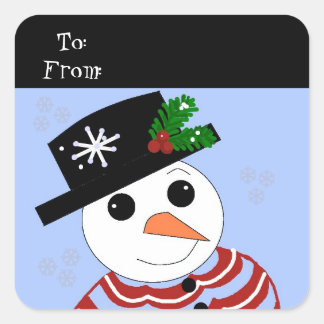 Festive Snowman Square Sticker