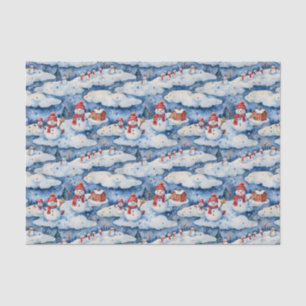Festive Snowman Winter Watercolor Tissue Paper