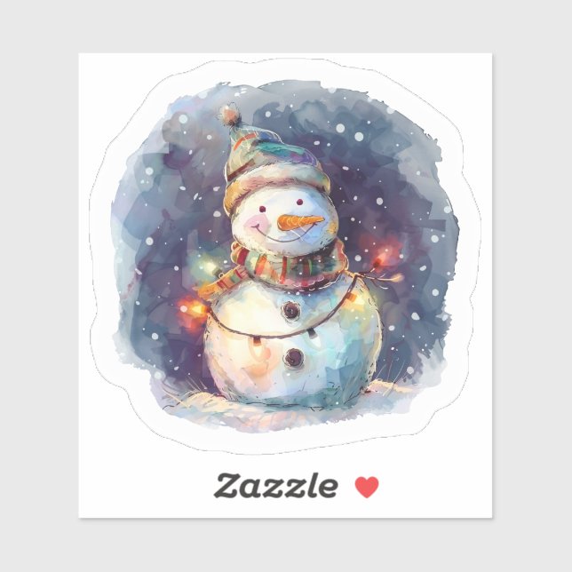 Festive Snowman With Christmas Lights Sticker (Sheet)