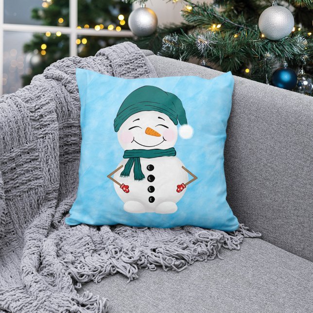 Festive Snowmen Christmas Design Throw Pillow (Creator Uploaded)