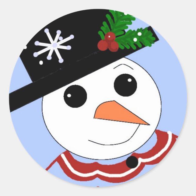 Festive Snowmen Classic Round Sticker (Front)