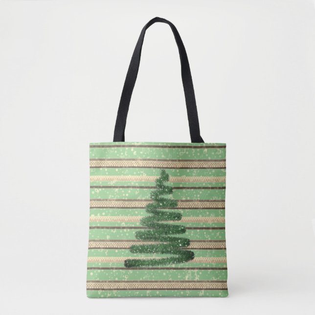 Festive Snowy Christmas Tree Tote Bag (Front)