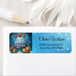Festive Snowy Night Winter Wonderland Christmas Label