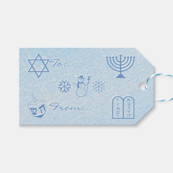 Festive Sparkle Hanukkah Gift Tags by ArtByApril at Zazzle