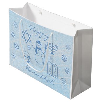 Festive Sparkle Hanukkah Large Gift Bag by ArtByApril at Zazzle