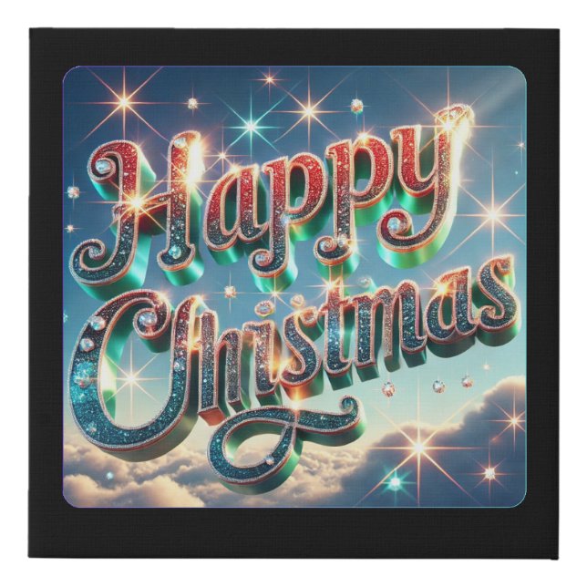 Festive Sparkle: Happy Christmas Wall Art (Front)