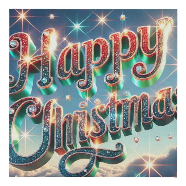 Festive Sparkle: Happy Christmas Wall Art (Front)