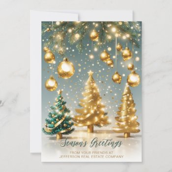 Festive Sparkling Christmas Tree Company Business  Holiday Card by XmasMall at Zazzle