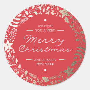 Festive Sparkling Florals Holiday Sticker