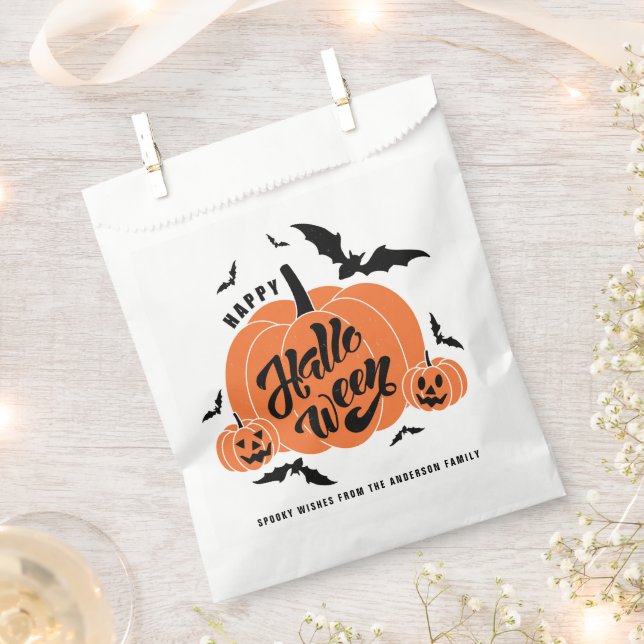 Festive Spooky Pumpkins Halloween Party Favor Bag (Clipped)