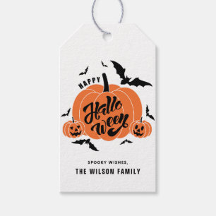 Festive Spooky Pumpkins Halloween Party Gift Tags