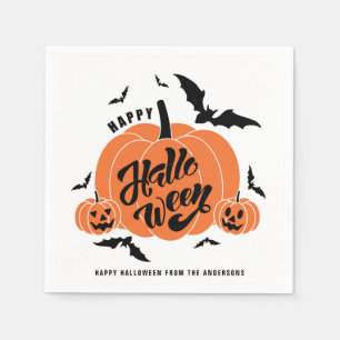 Festive Spooky Pumpkins Halloween Party Napkins