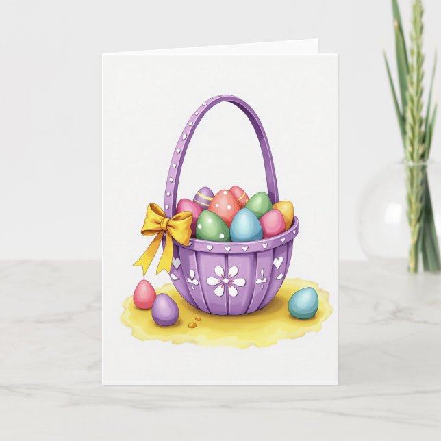 Festive Spring Basket Eggs Card (Front)