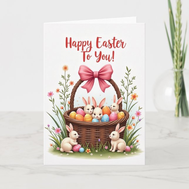 Festive Spring Bunny Card (Front)